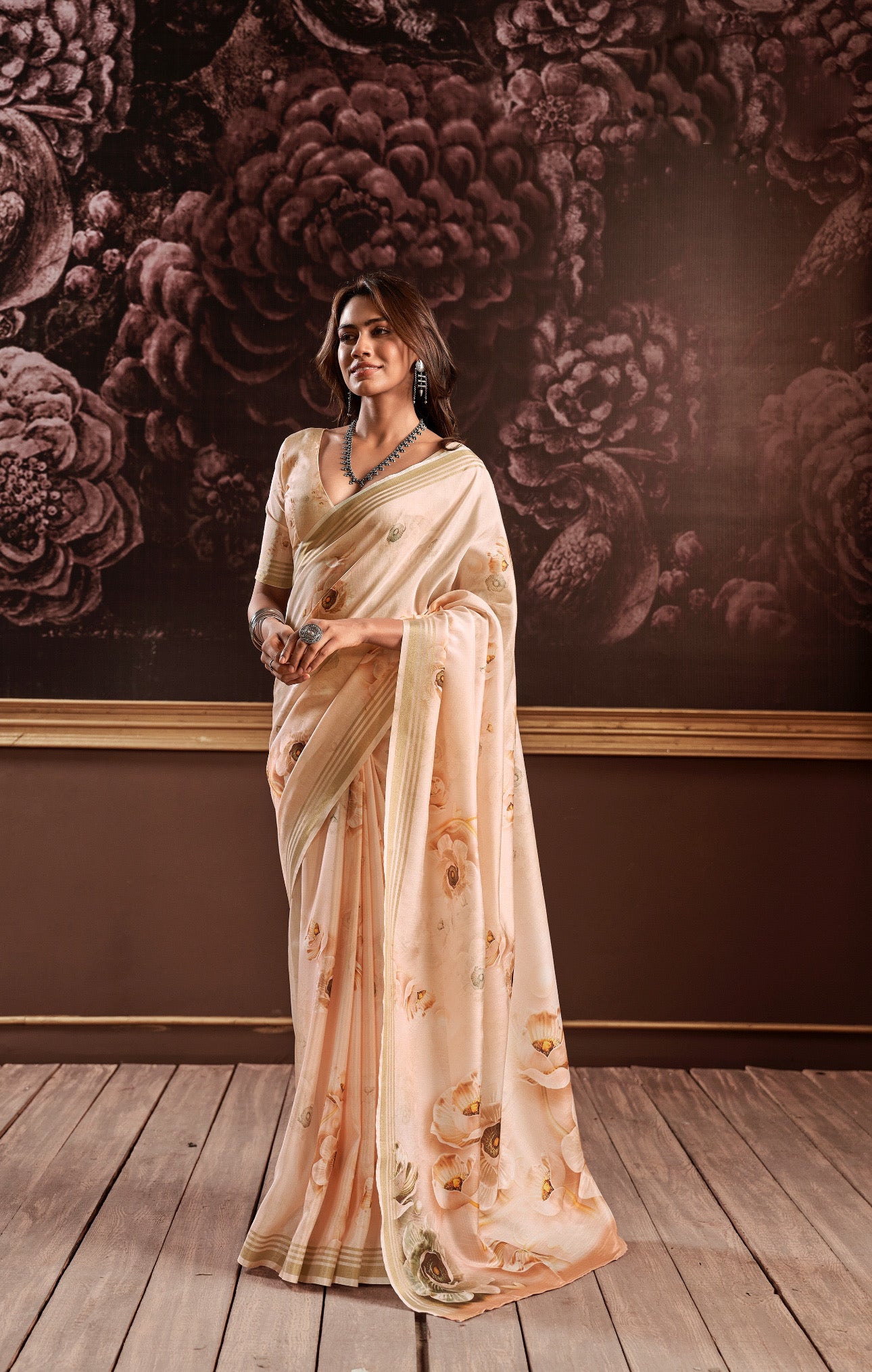 Pure Handloom Silk With Flowers Design Saree RP4