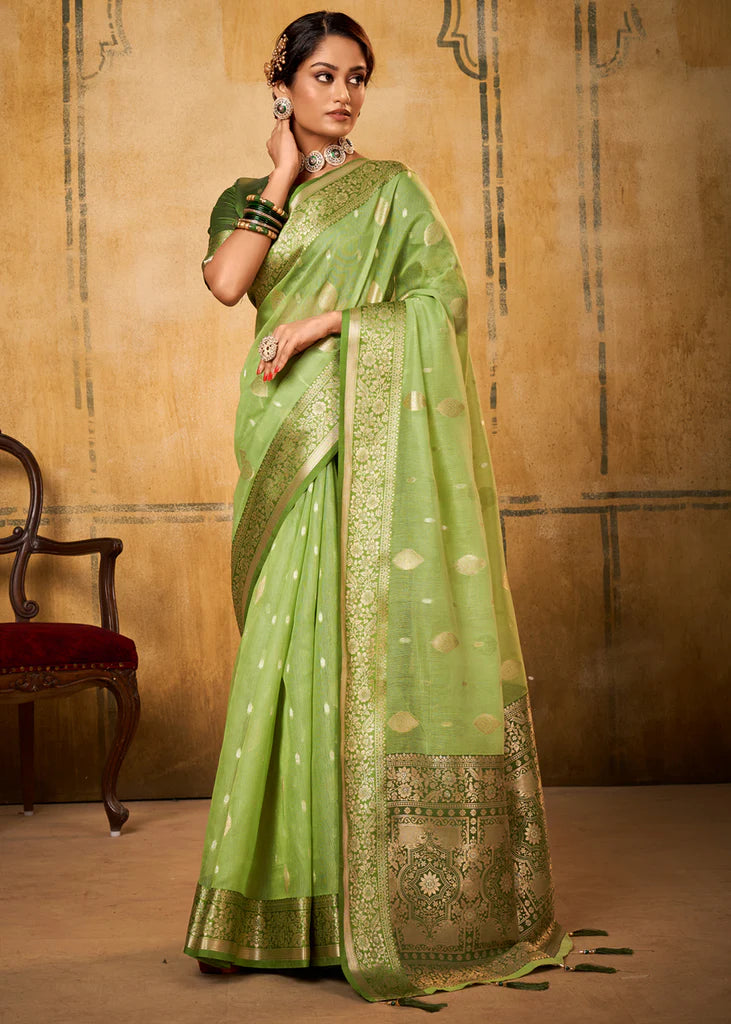 Green Traditional Banarasi Silk Saree