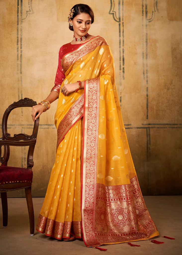 Mustard Traditional Banarasi Silk Saree