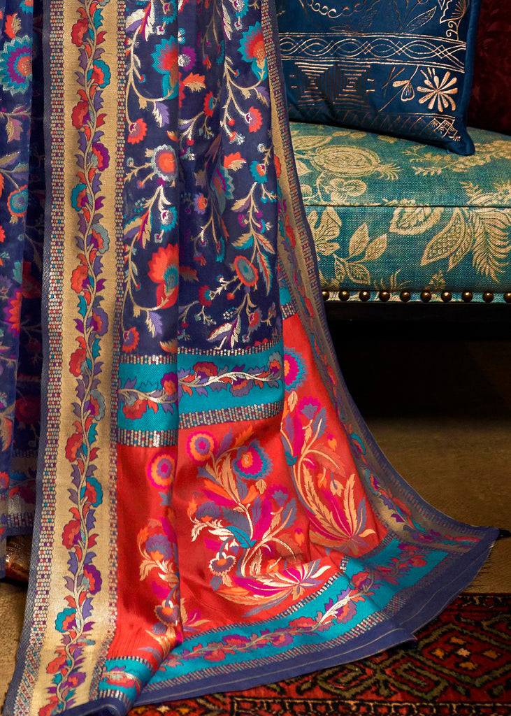 Deep Blue Banarasi Silk Saree