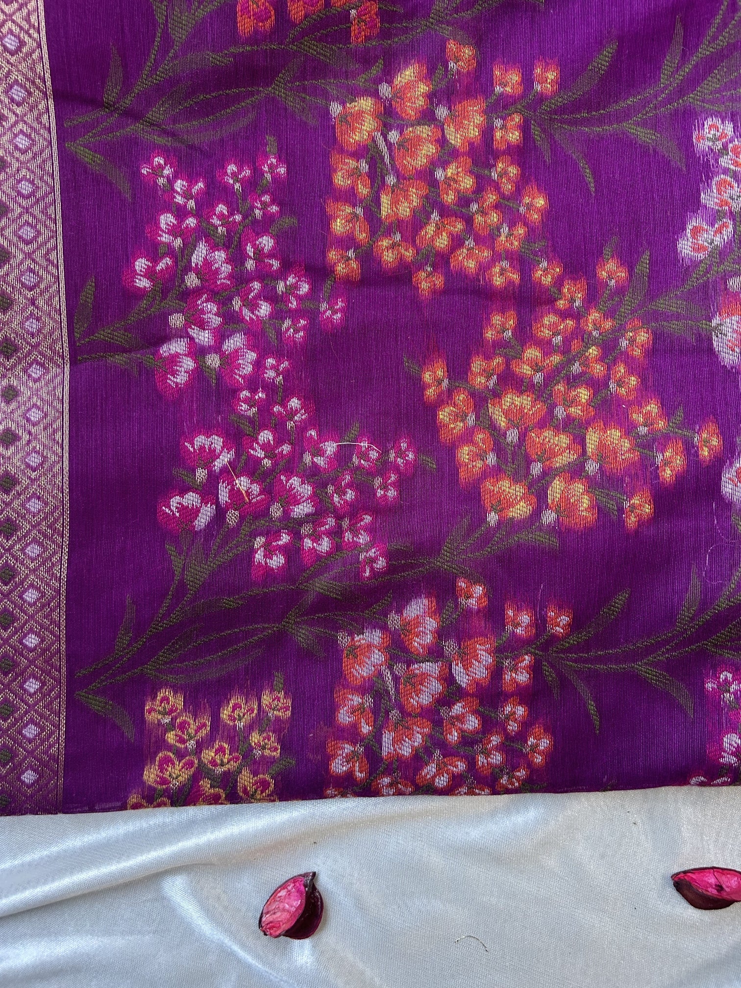 Purple Handloom Cotton Soft Silk Saree With Blouse