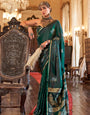 Jungle Green Banarasi Satin Soft Silk Saree