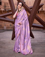 Purple Satin Silk Saree With Tassels