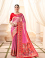 Rose Pink Weaving Paithani Tissue Silk Saree RP6