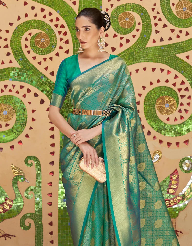 Sea Green Kanjivaram Silk Saree