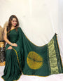 Green Shibori Bandhni Border Pure Modal Silk Plain Saree