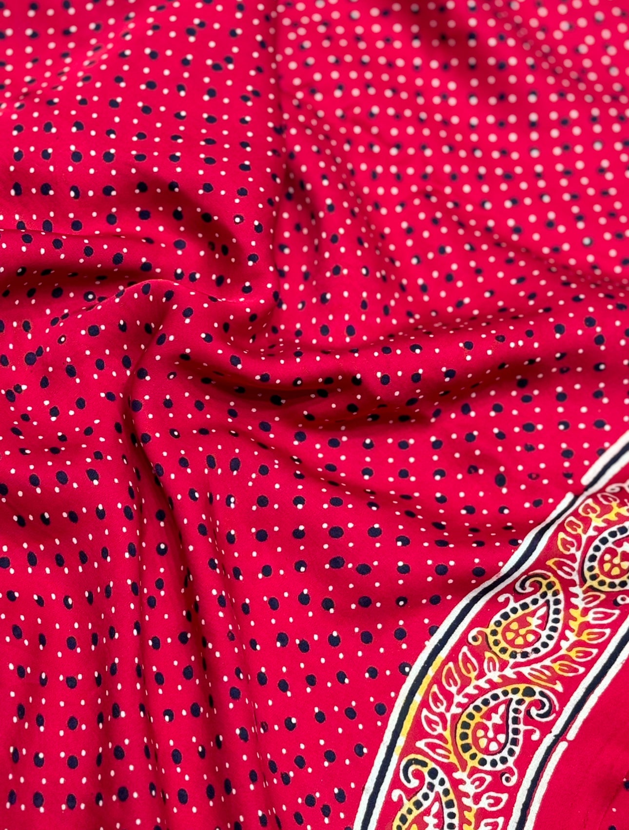 Red Ajrakh Gharchola Border Hand Block Pure Modal Silk Saree With Fancy Ajrakh And Zari Pallu