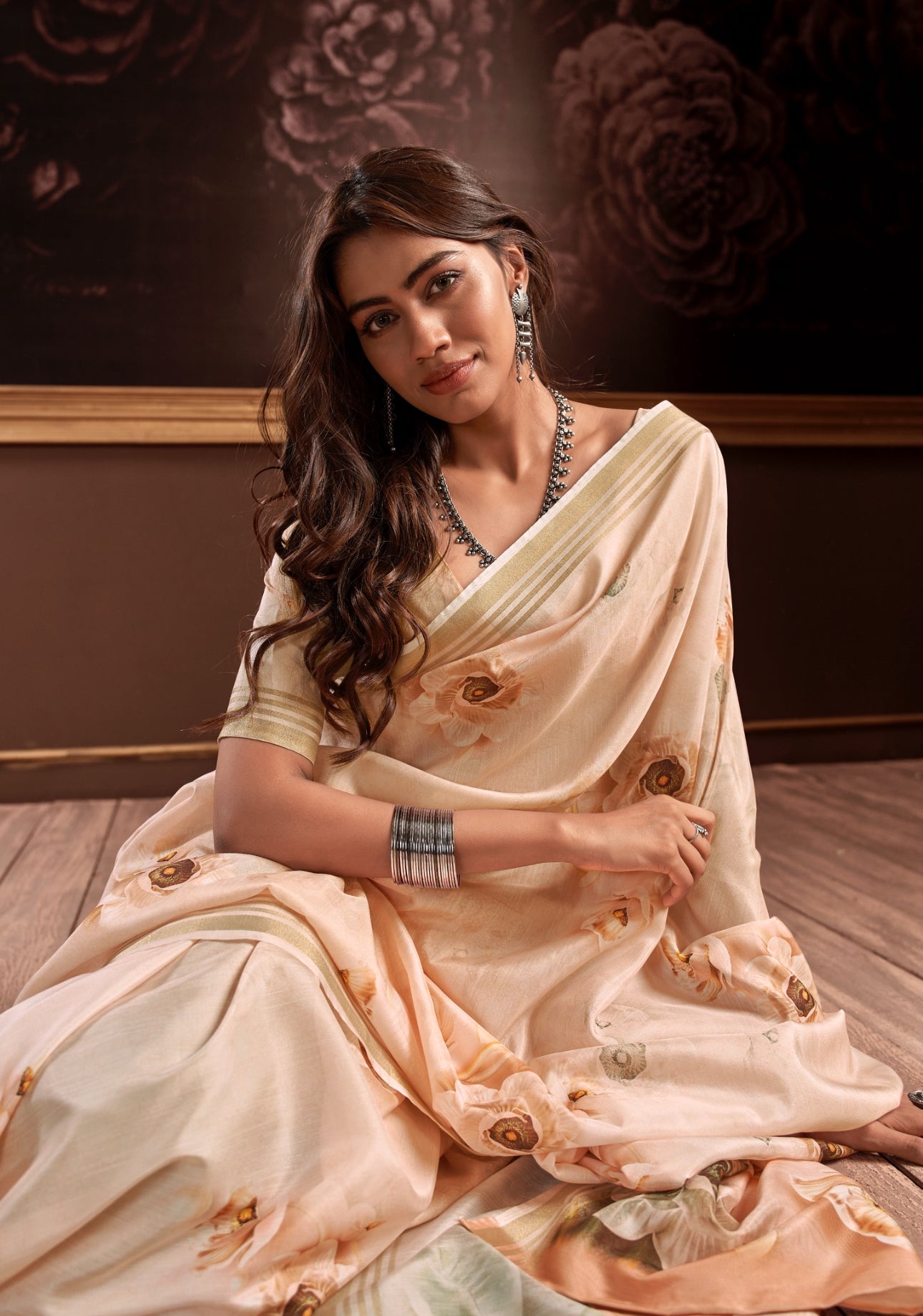 Pure Handloom Silk With Flowers Design Saree RP4