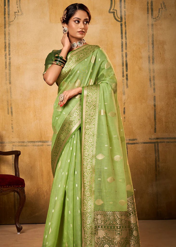 Green Traditional Banarasi Silk Saree