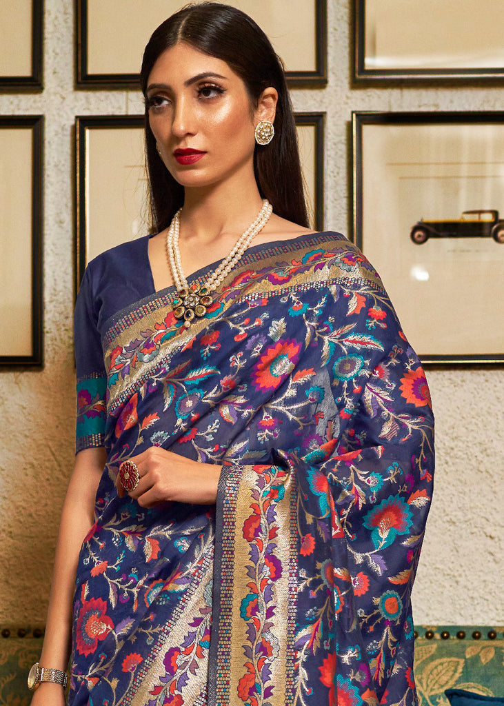 Deep Blue Banarasi Silk Saree