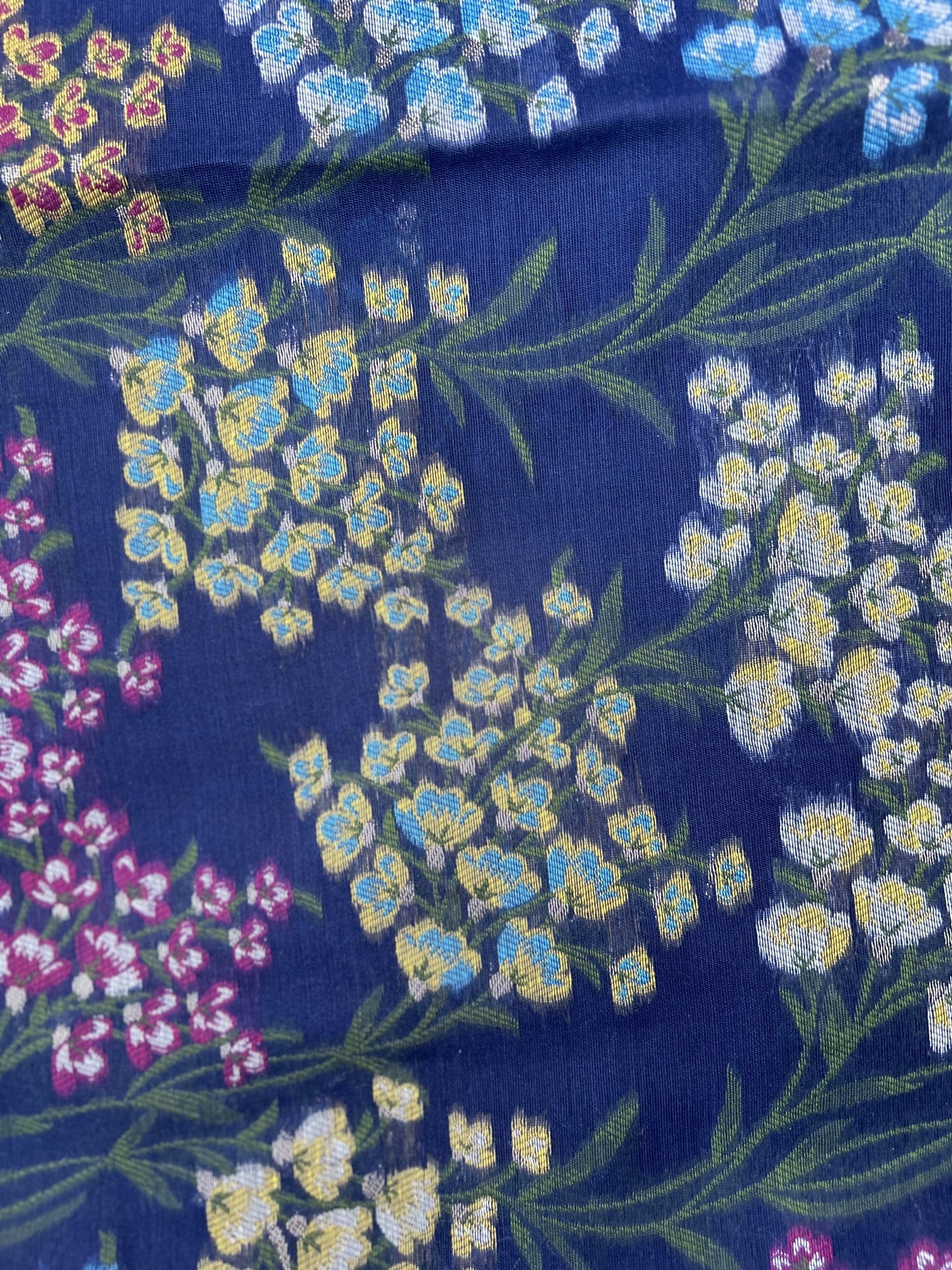 Navy Blue Handloom Cotton Soft Silk Saree With Blouse