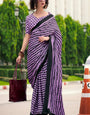 Pretty Purple Printed Satin Modal Silk Sarees R2