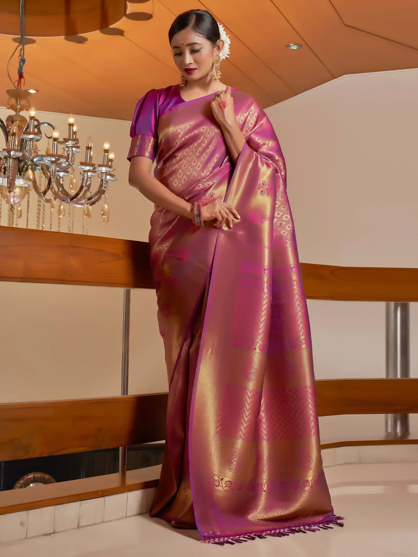 Inclusive Wine Kanjivaram silk Saree