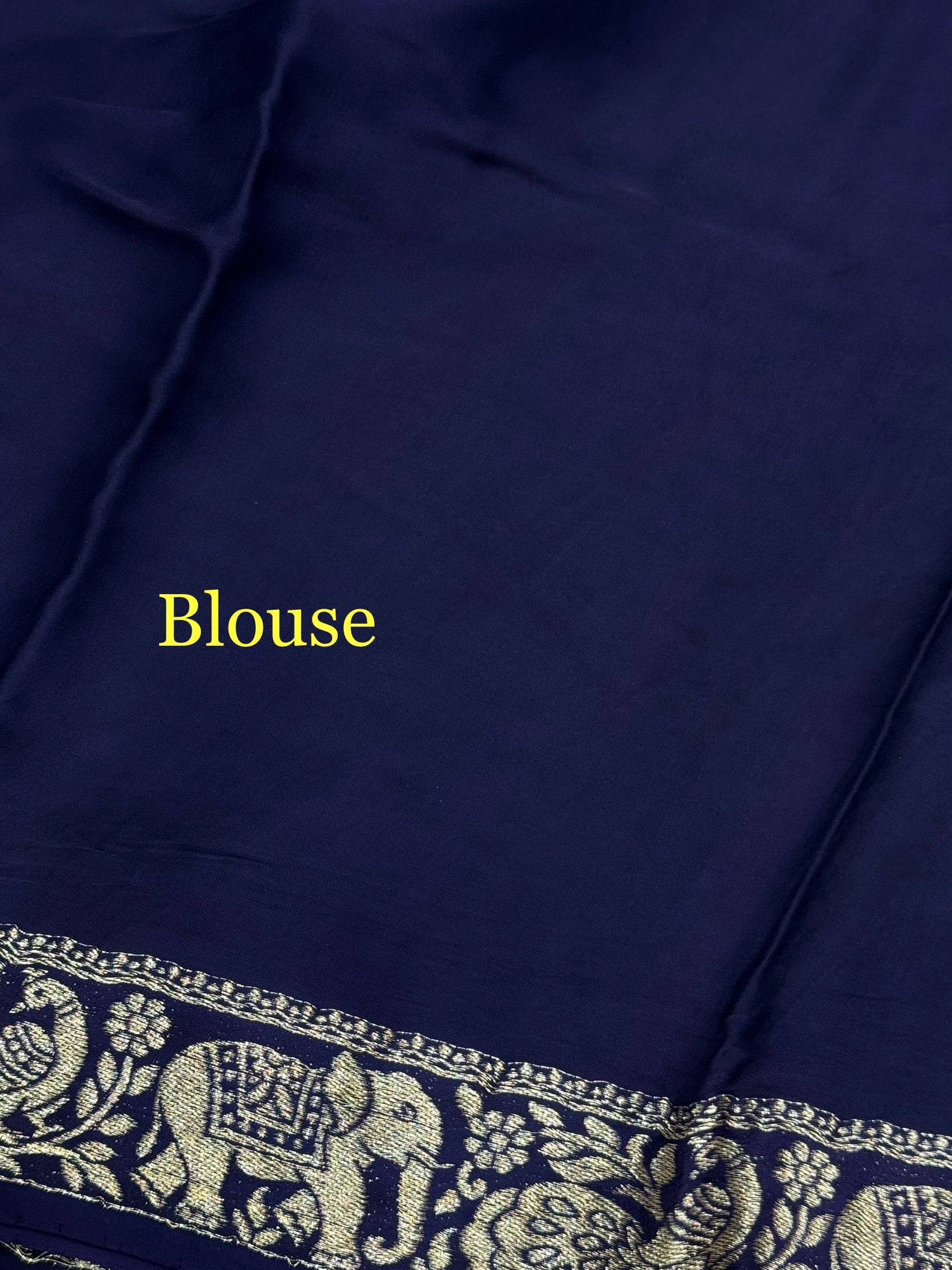 Blue Plain Gajji Silk Nakshi Border Pallu Saree