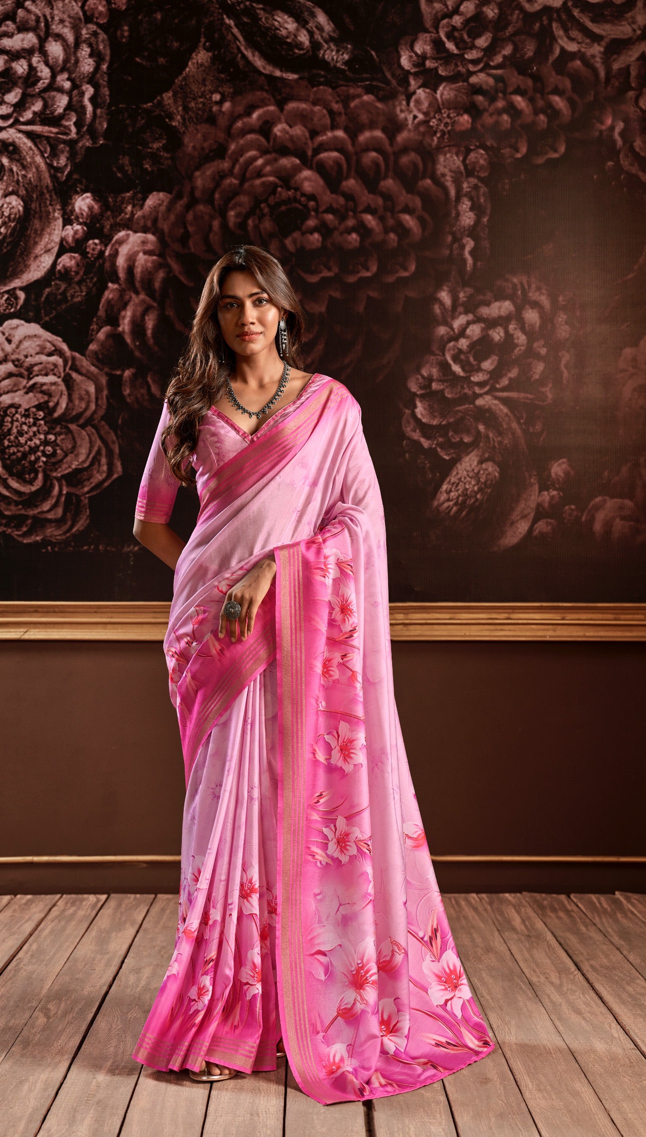 Pure Handloom Silk With Flowers Design Saree RP4