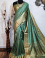 Marrs Green Woven Moss Chiffon Handloom Weaving Silk Saree