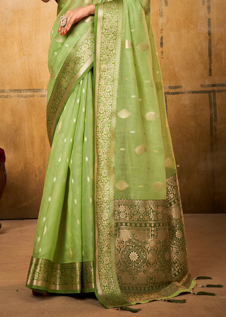 Green Traditional Banarasi Silk Saree