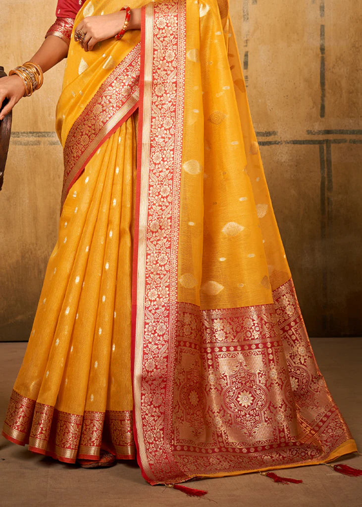 Mustard Traditional Banarasi Silk Saree