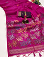 Hot Pink Handloom Cotton Soft Silk Saree With Blouse