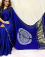 Blue Shibori Bandhni Border Pure Modal Silk Plain Saree