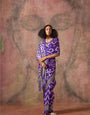 Purple Ajrakh Printed Satin Georgette Saree
