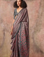 Green Ajrakh Printed Satin Georgette Saree