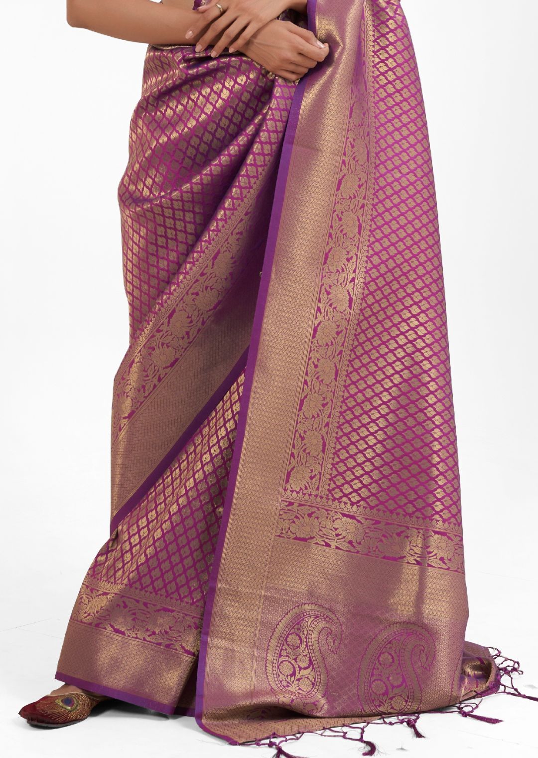 Dark Purple Zari Woven Kanjivaram Silk Saree