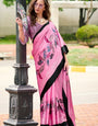 Baby Pink Fancy Printed Satin Modal Silk Sarees R2