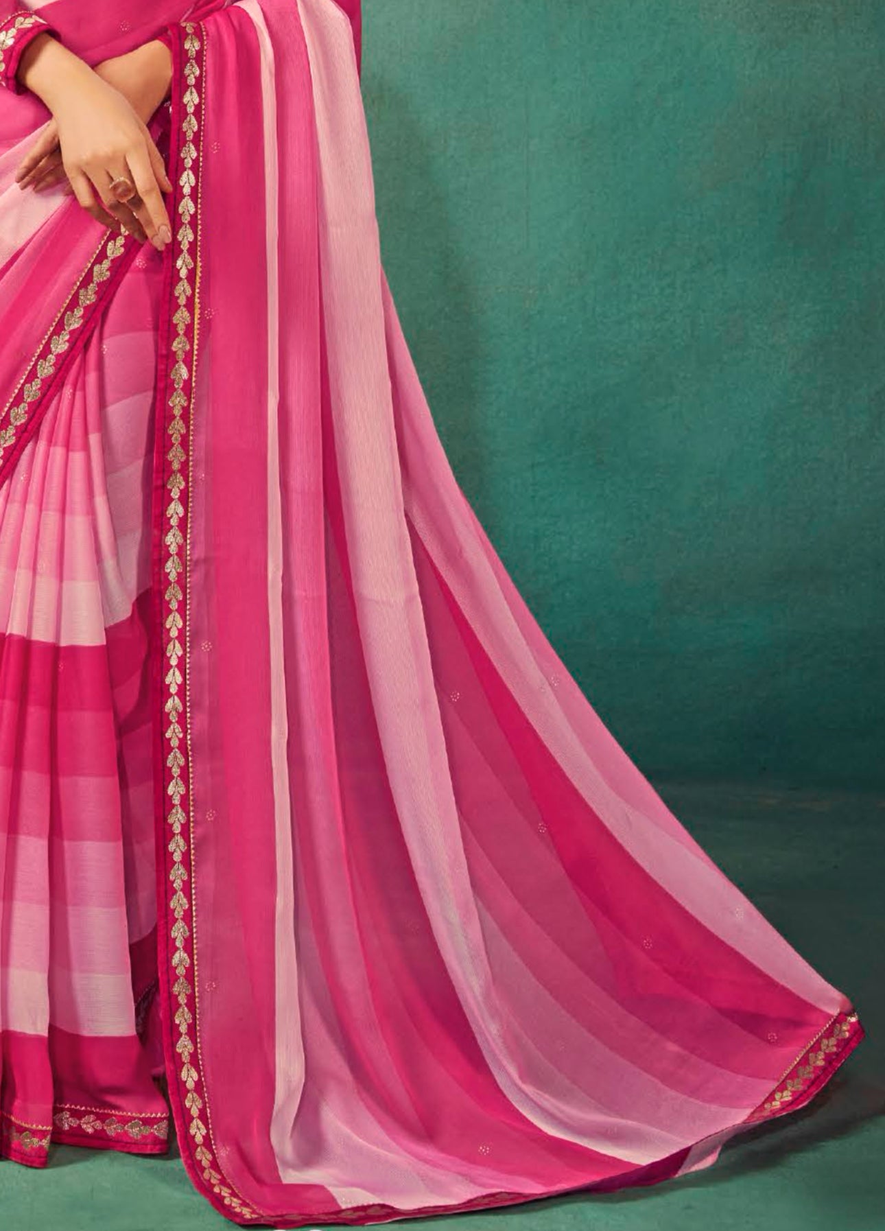 Rani Shaded Leriya Saree With Weaving Blouse