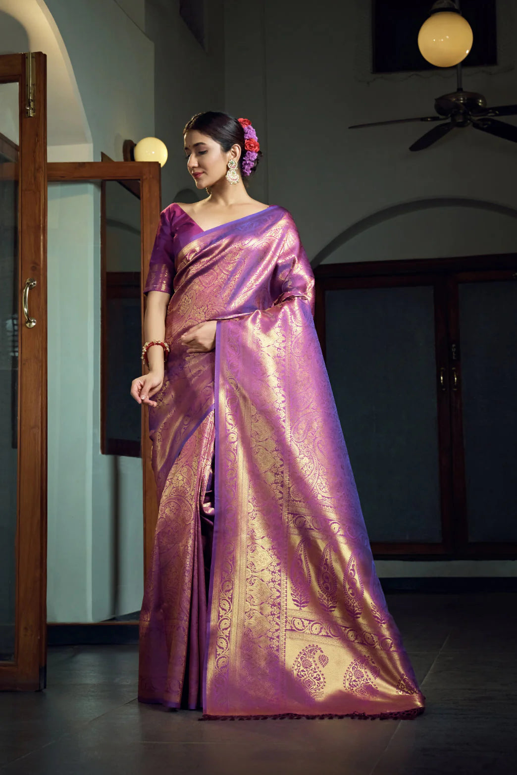 Purple Kanjeevaram Silk Saree