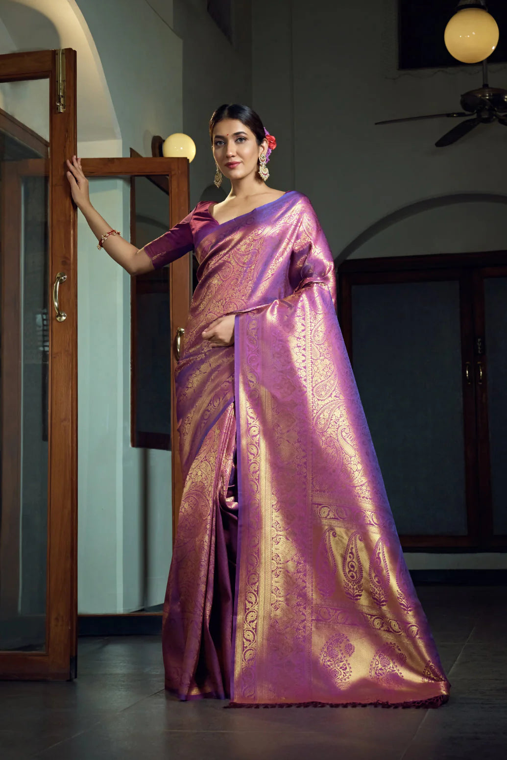 Purple Kanjeevaram Silk Saree