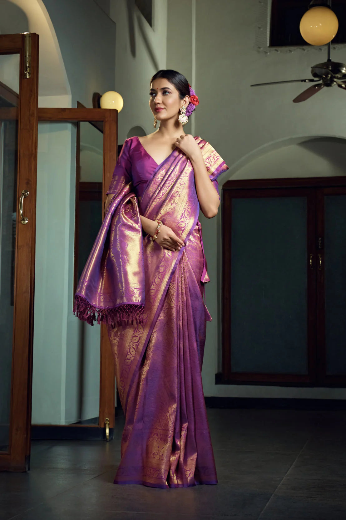 Purple Kanjeevaram Silk Saree