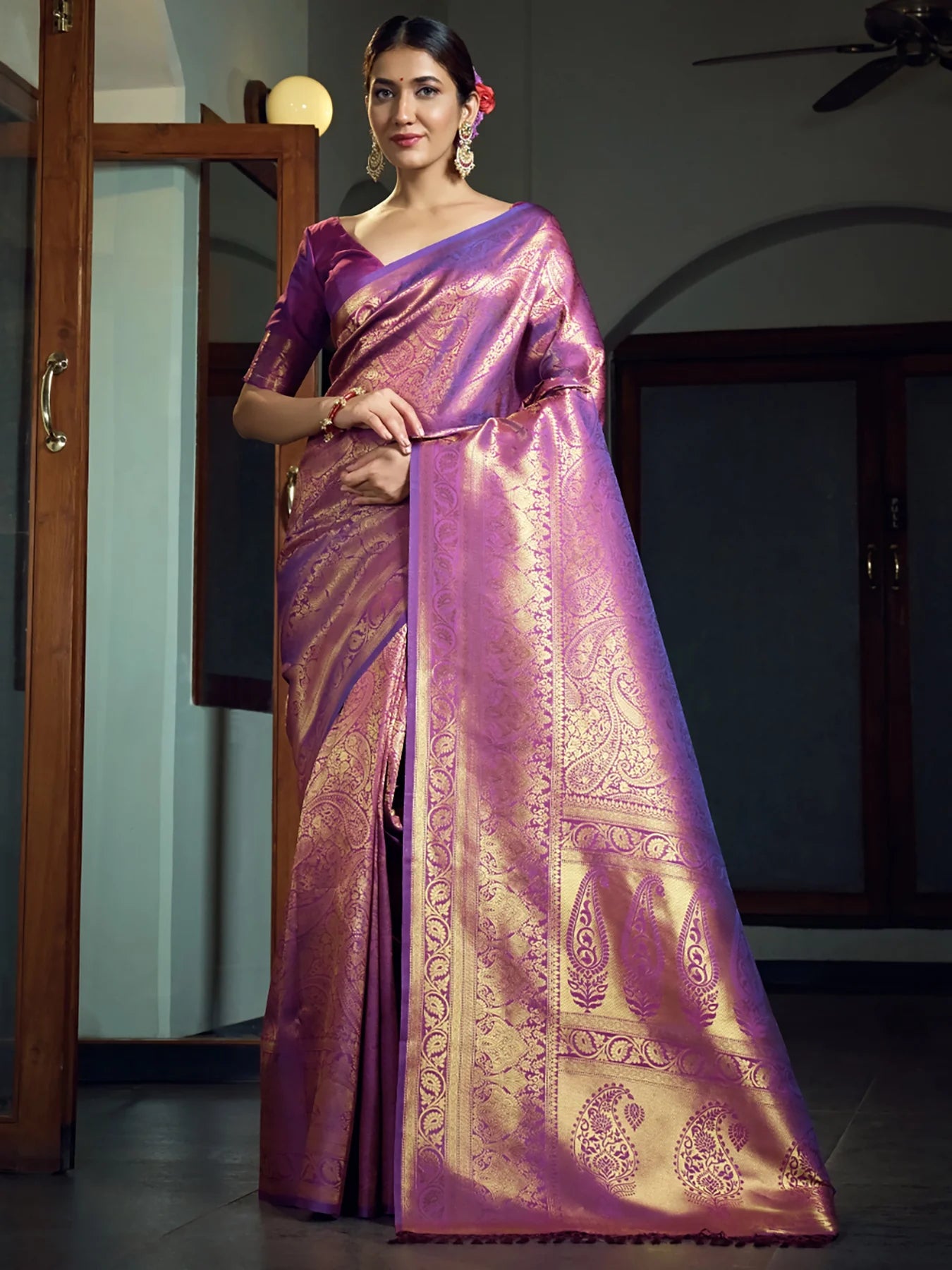 Purple Kanjeevaram Silk Saree