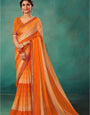 Orange with Red Shaded Leriya Saree With Weaving Blouse