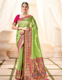 Parrot Green Weaving Paithani Tissue Silk Saree RP6