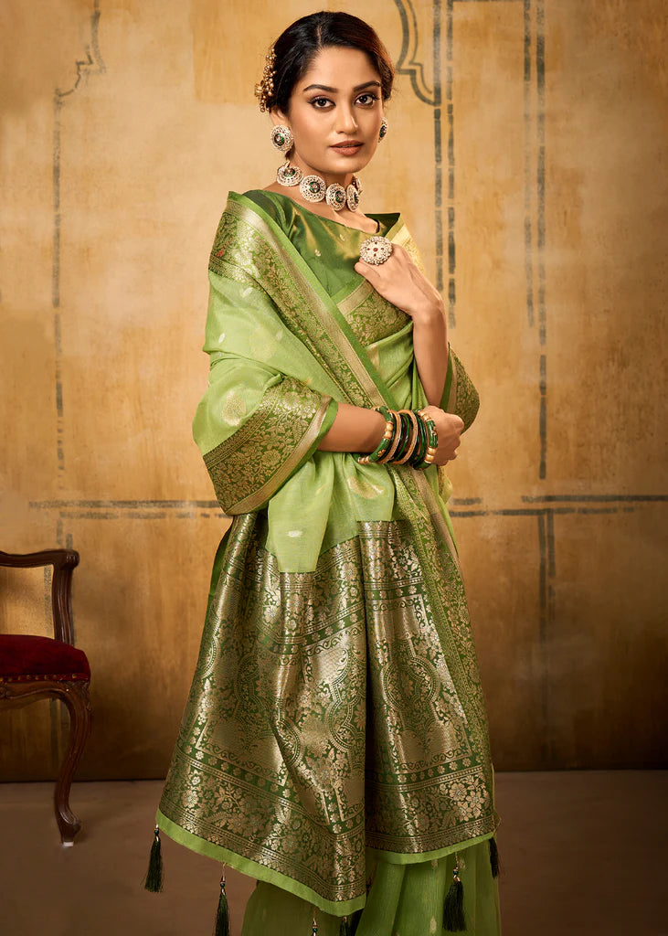 Green Traditional Banarasi Silk Saree