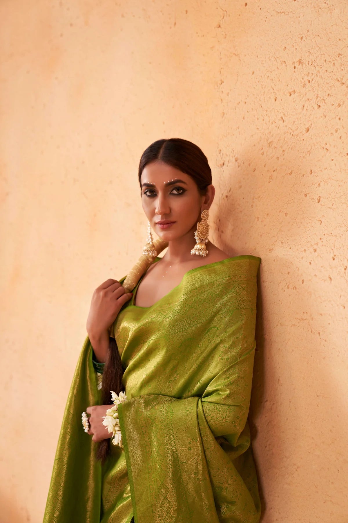 Green Gold Zari Kanjeevaram Silk Saree