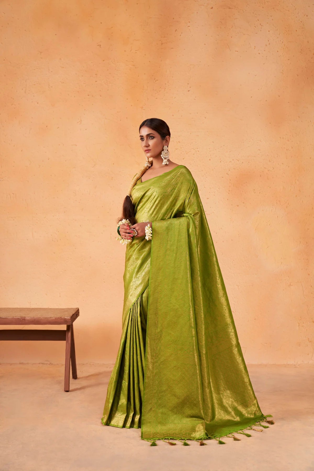 Green Gold Zari Kanjeevaram Silk Saree