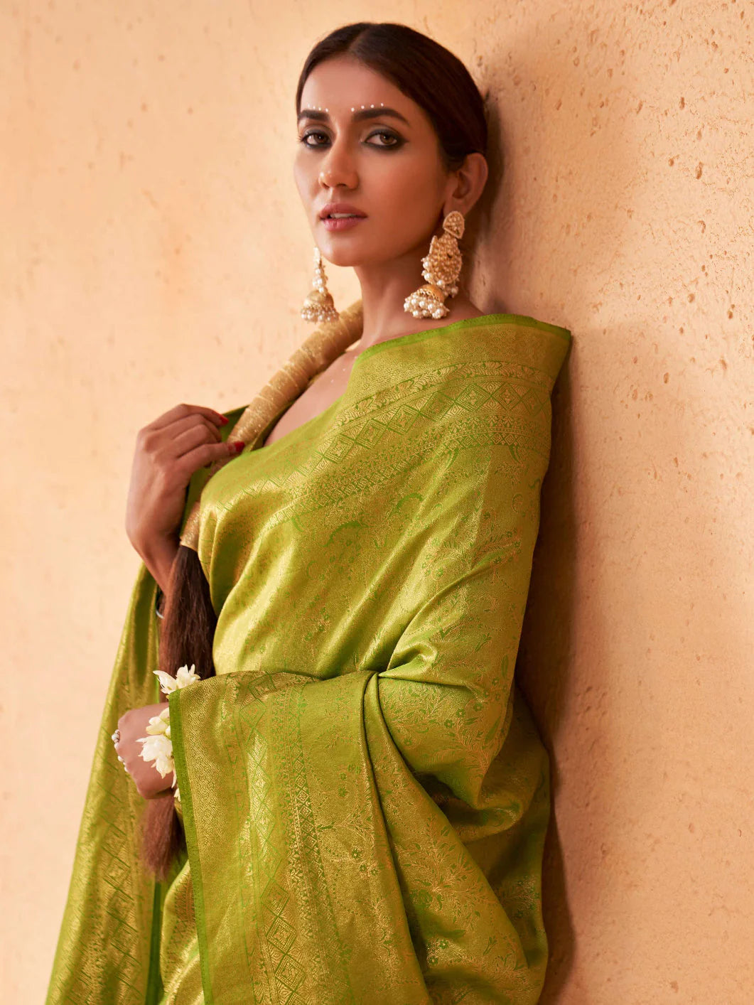 Green Gold Zari Kanjeevaram Silk Saree