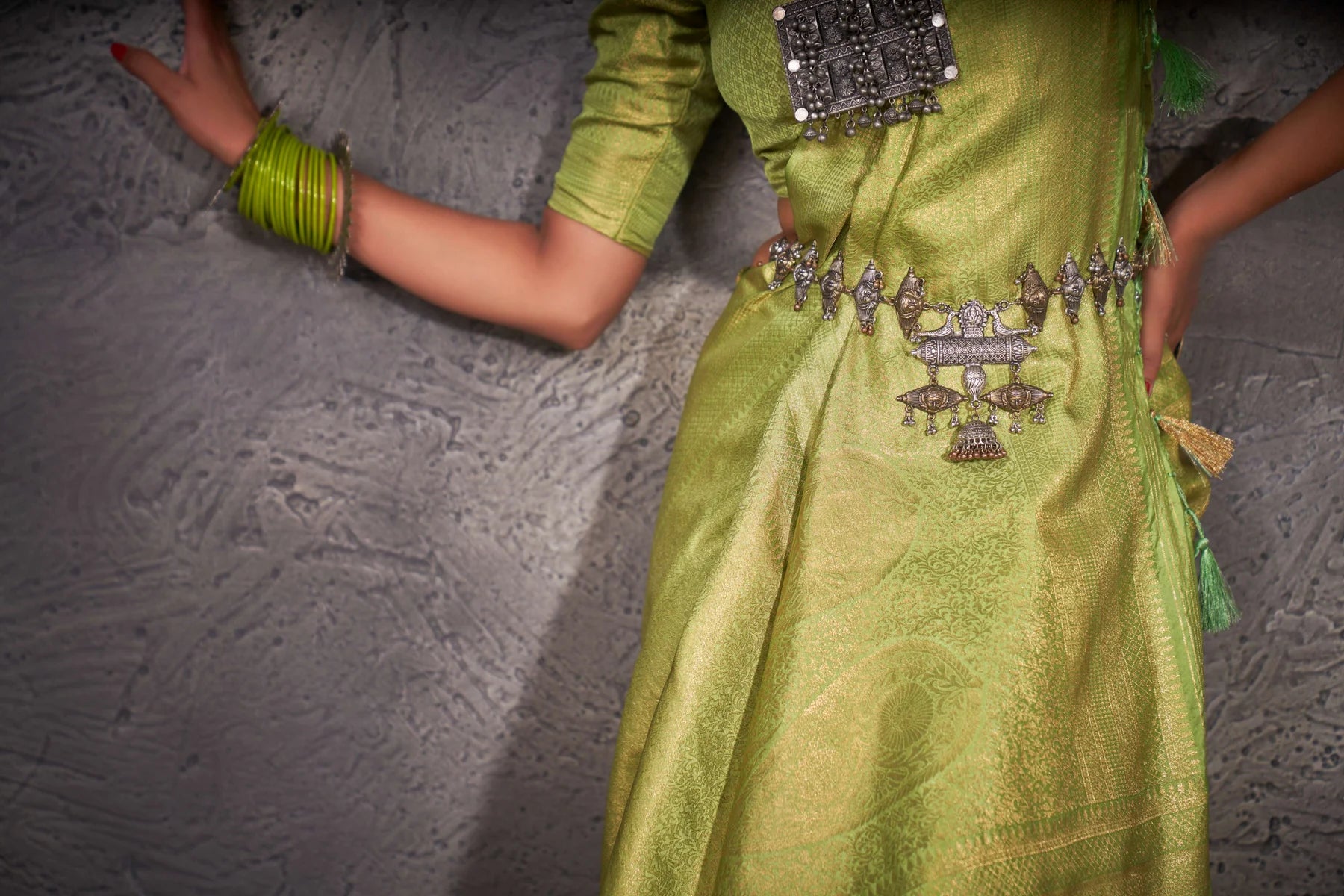 Green Gold Zari Kanjeevaram Silk Saree