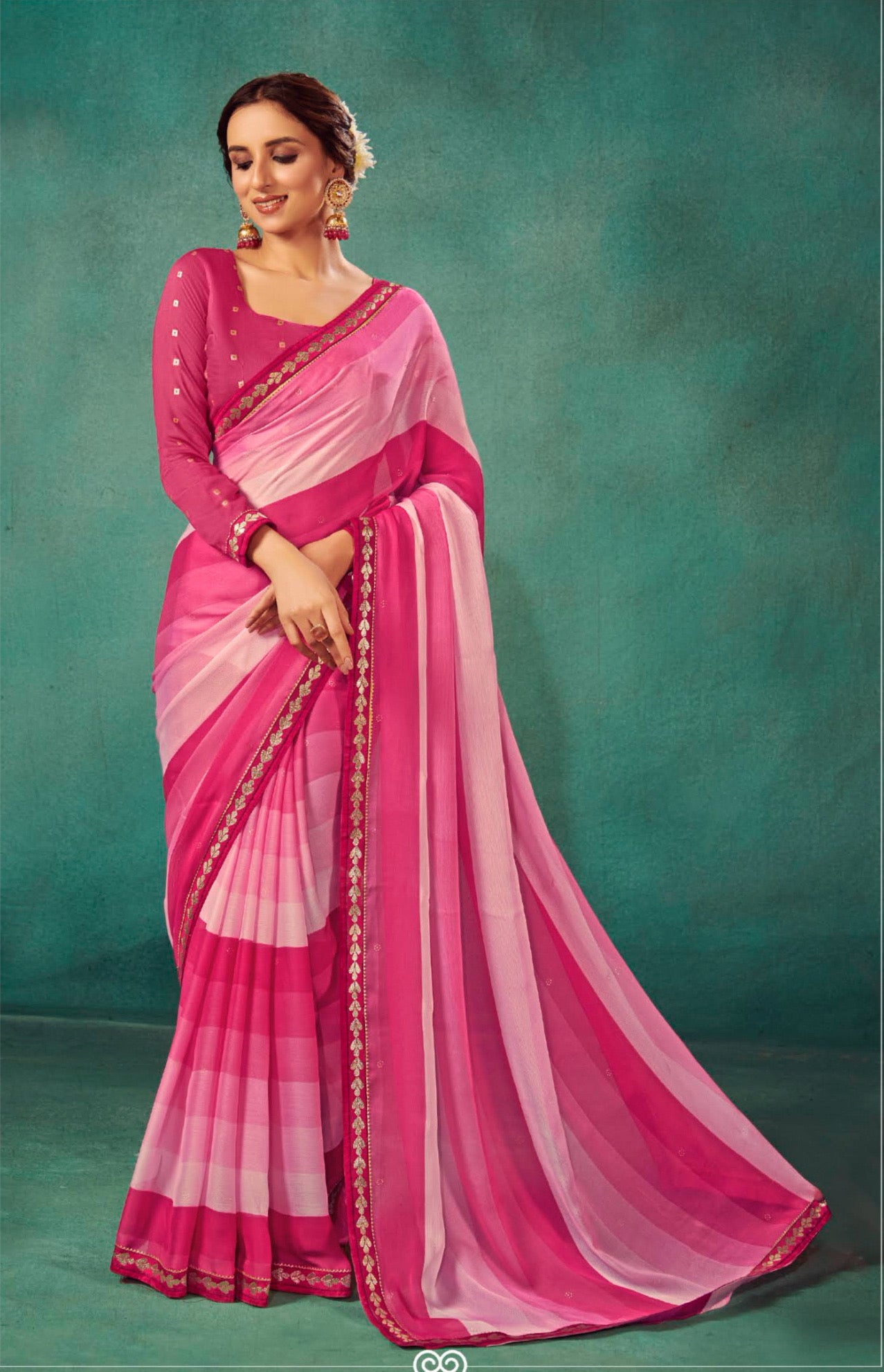 Rani Shaded Leriya Saree With Weaving Blouse