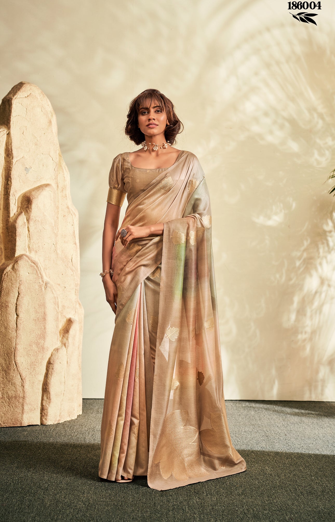 Light Taupe Shade Color Handloom Khadi Silk Saree RP3