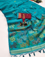 Water Blue Handloom Cotton Soft Silk Saree With Blouse