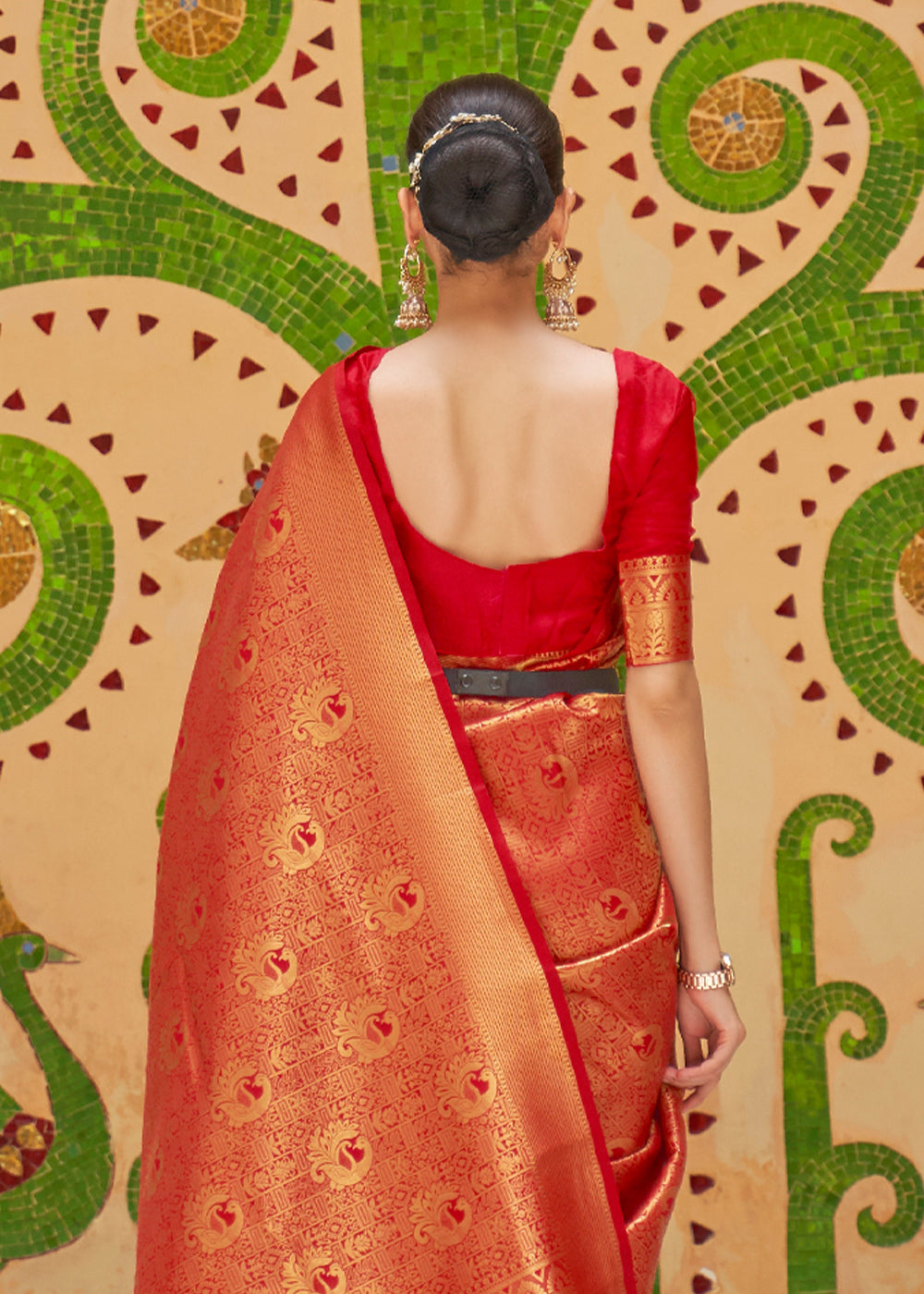 Scarlet Kanjivaram Silk Saree