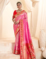 Rosy Pink Weaving Paithani Tissue Silk Saree RP5