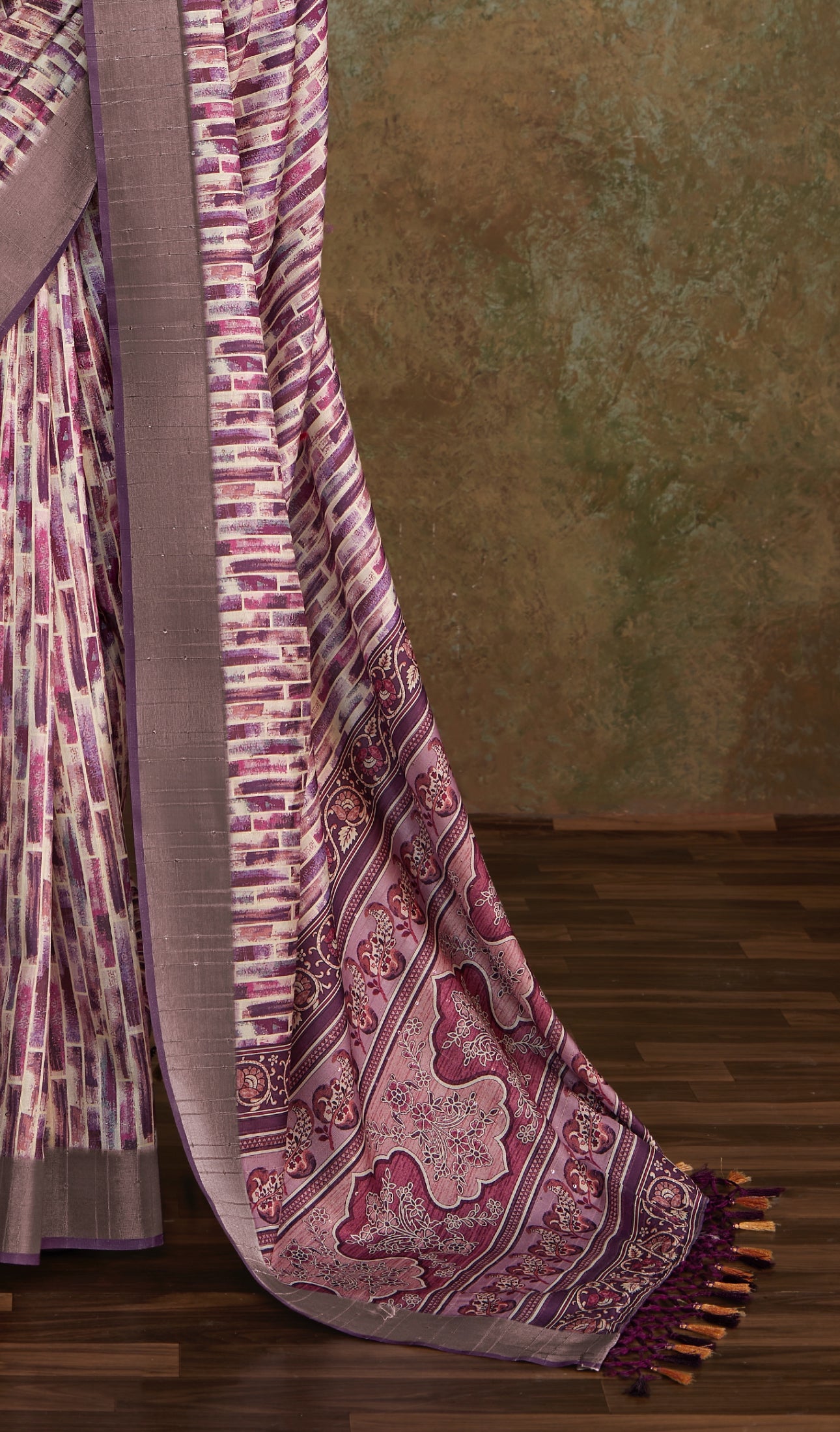 Purple Banarasi Lining Digital Printed Saree RP7