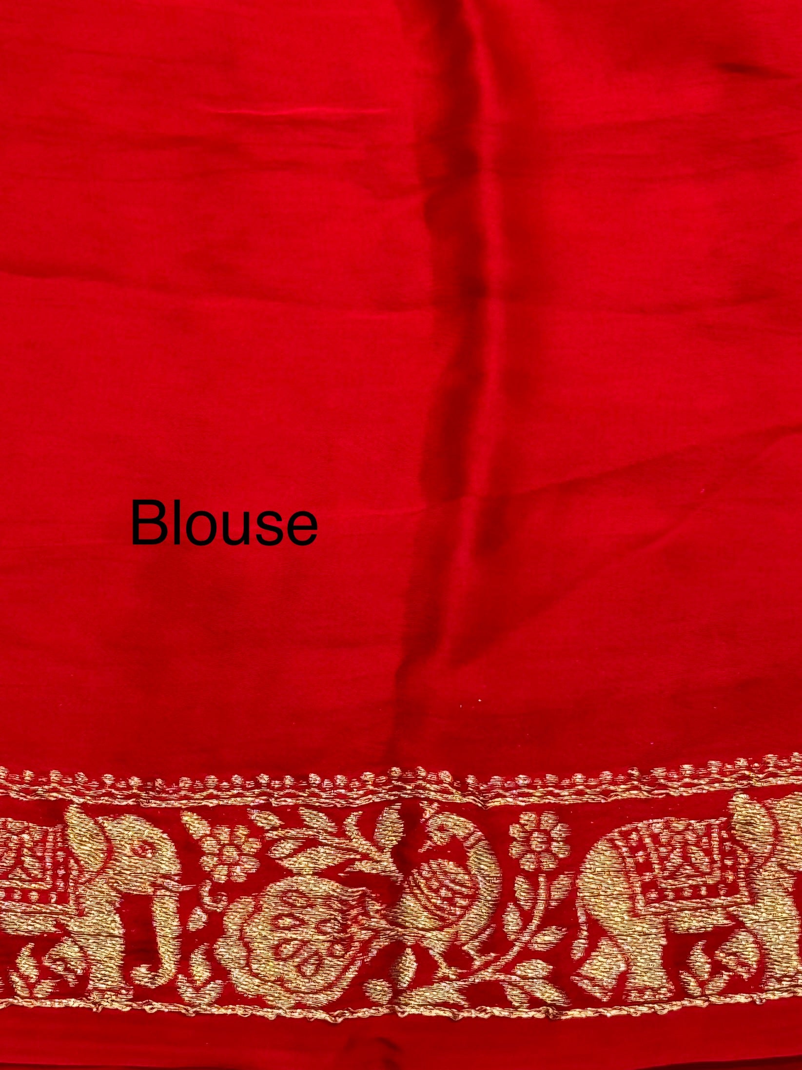 Ruby Red Plain Gajji Silk Nakshi Border Pallu Saree