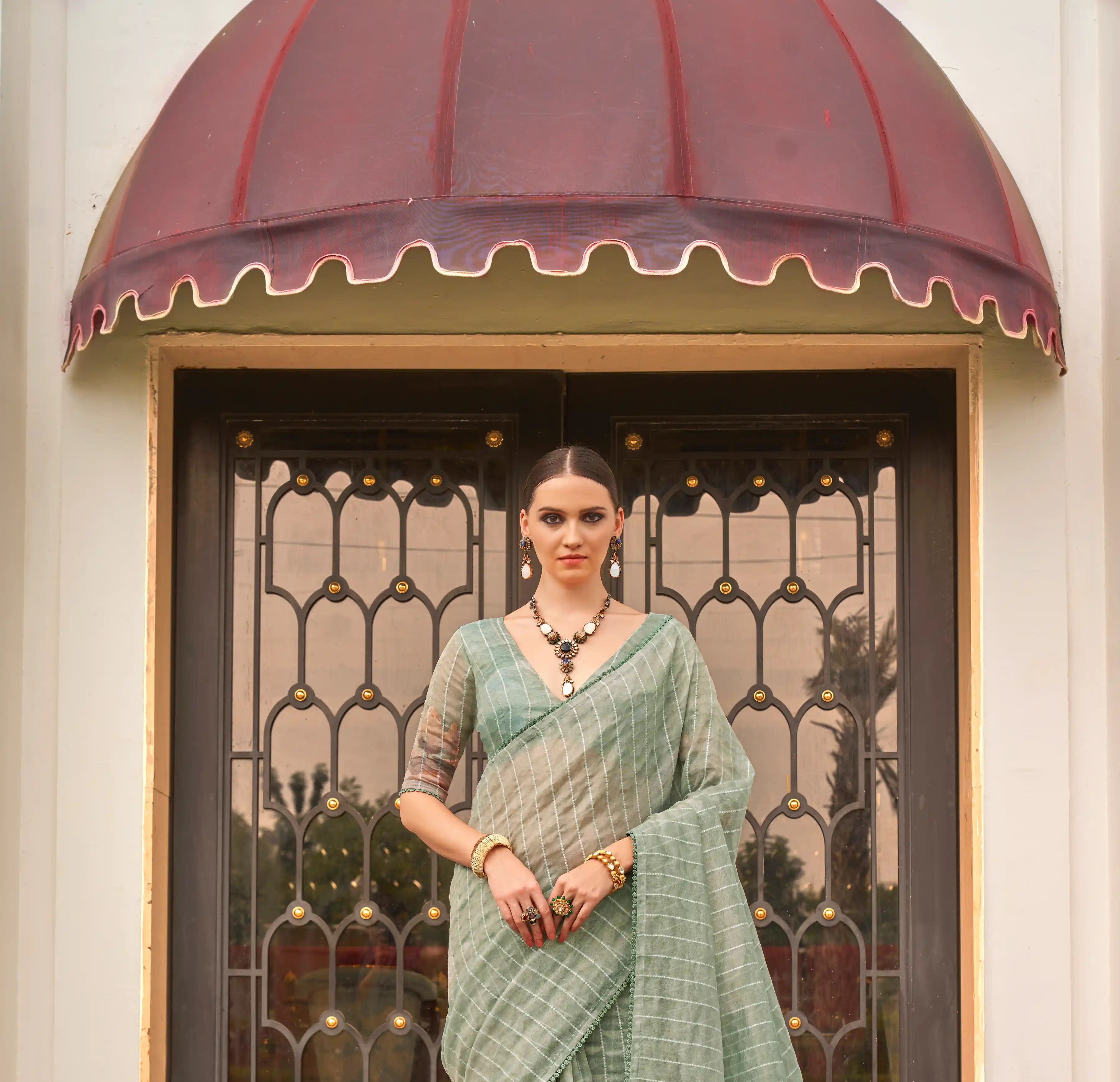 Dazzling Green Silk Saree