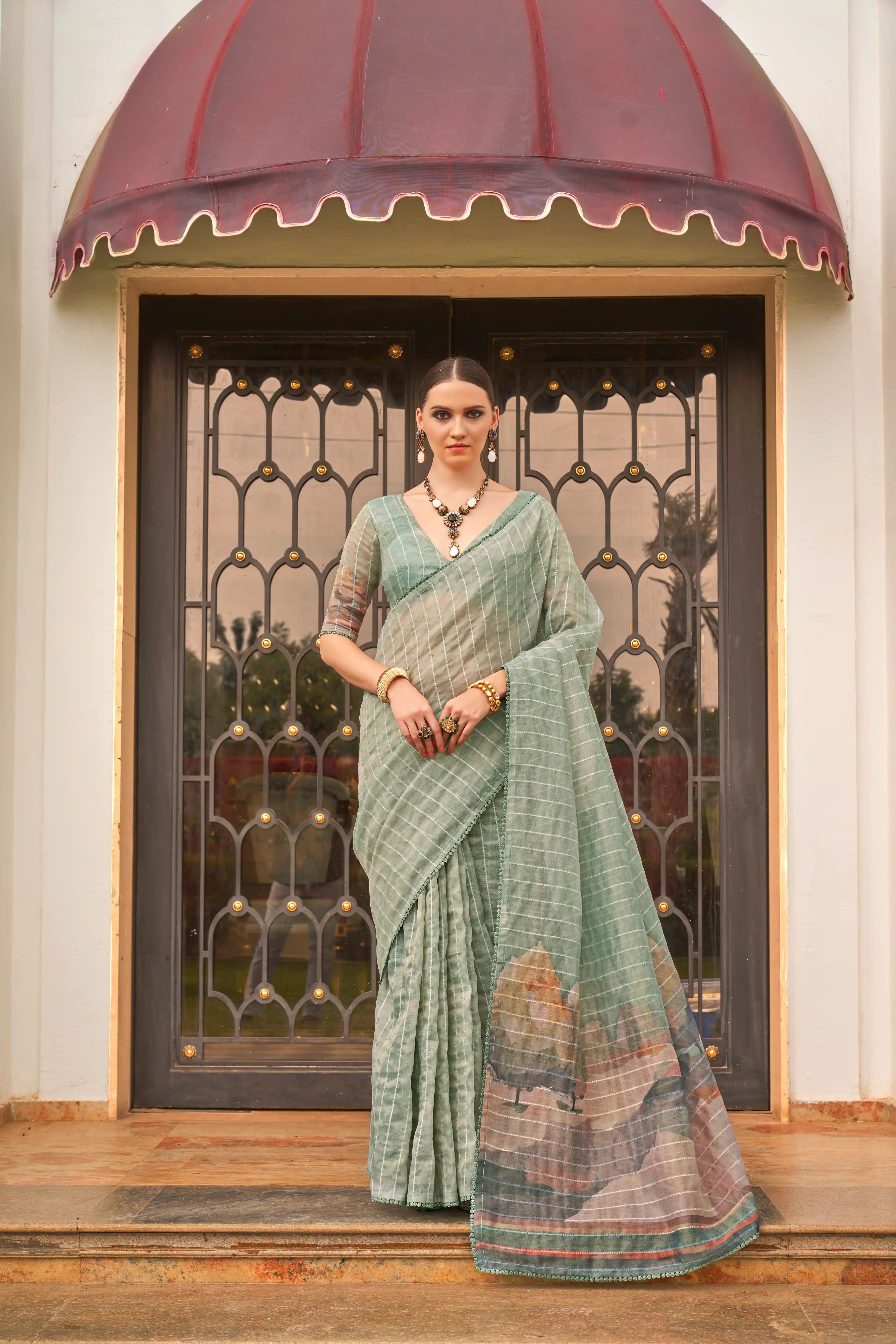 Dazzling Green Silk Saree