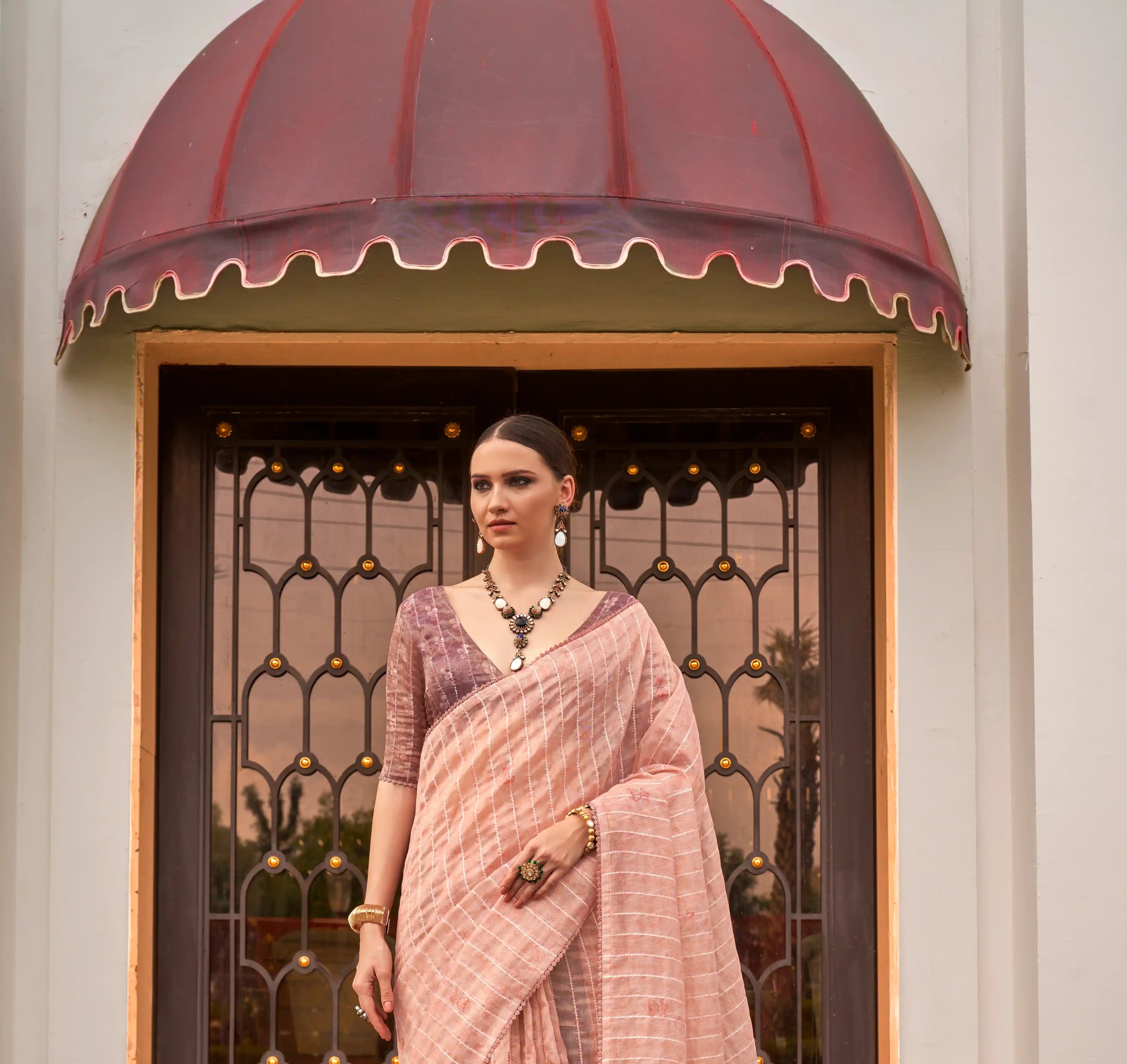 Radiant Peach Silk Saree